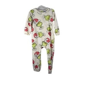 Dr Seuss The Grinch Baby 18months One Piece White Christmas Pajamas Button